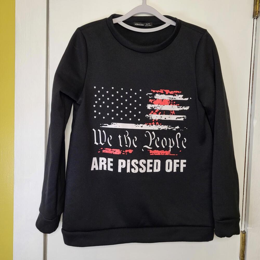 Noracora pullover Sweatshirt  logo "We the people are pissed off" black red  SM